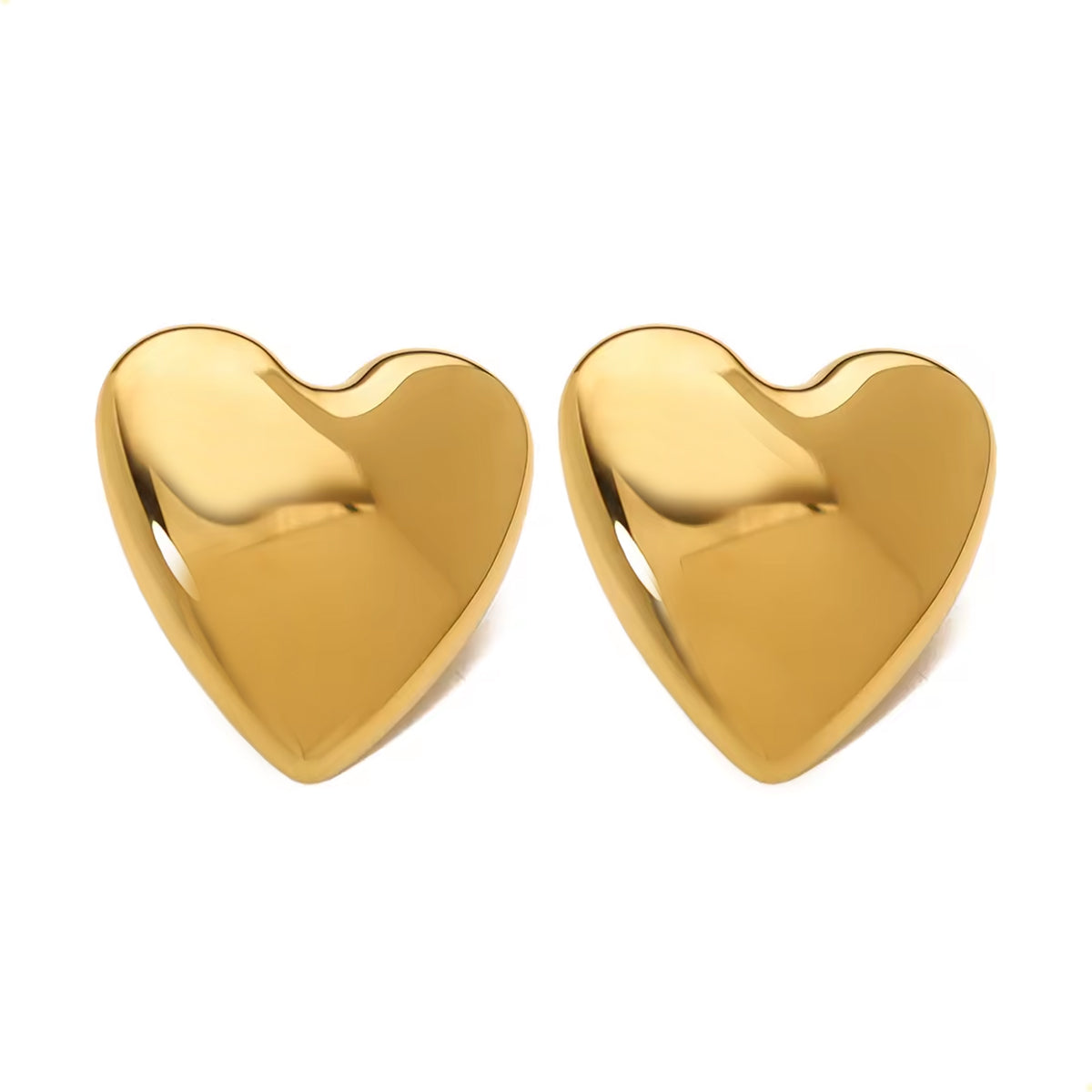 aretes de corazon grande broquel en acero inoxidable