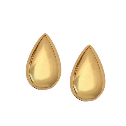 aretes broquel con diseño de gota lagrima en acero inoxidable