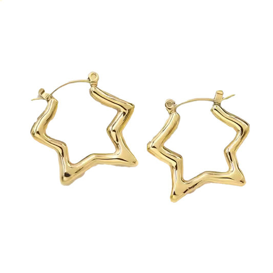 Aretes Arracadas diseño estrella lisas en acero inoxidable