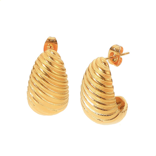 aretes broquel modernos diseño gota caramelo acero inoxidable