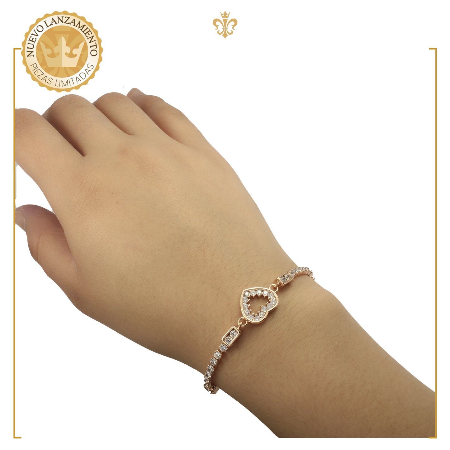 pulsera esclava corazon ajustable en oro laminado