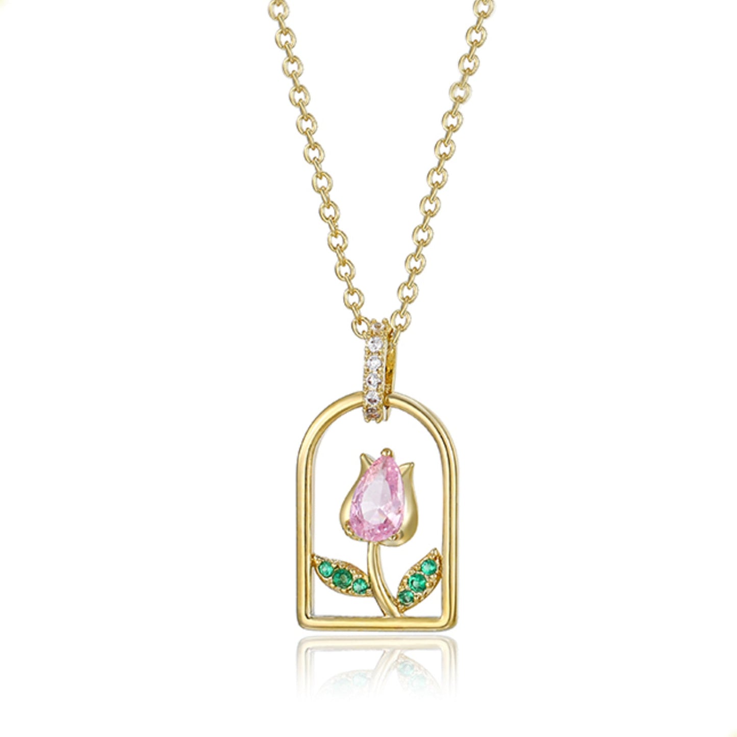 Exclusivo Collar de Tulipán Lily Flowered Elegantes Cristales