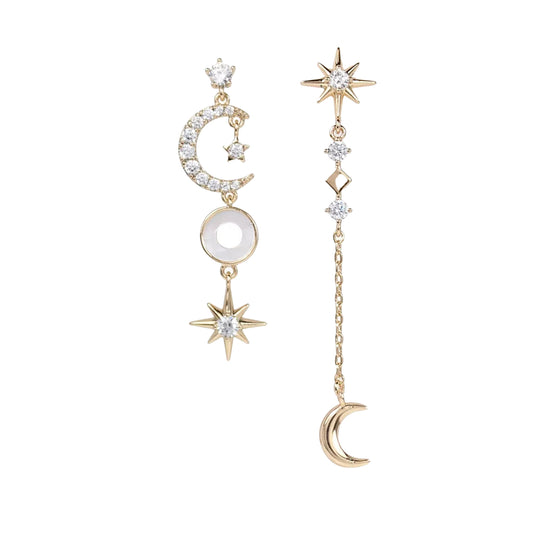 aretes broquel luna y estrella