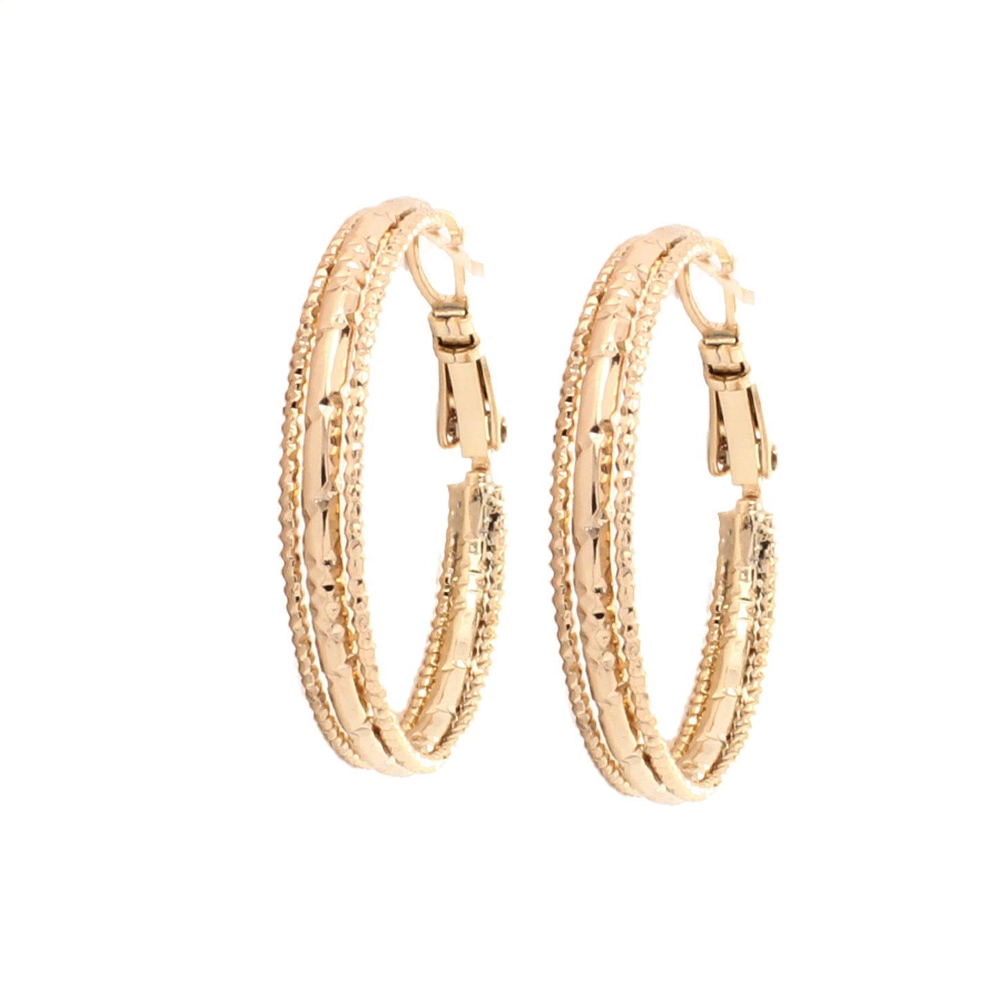 aretes arracada chica triple para mujer en oro laminado