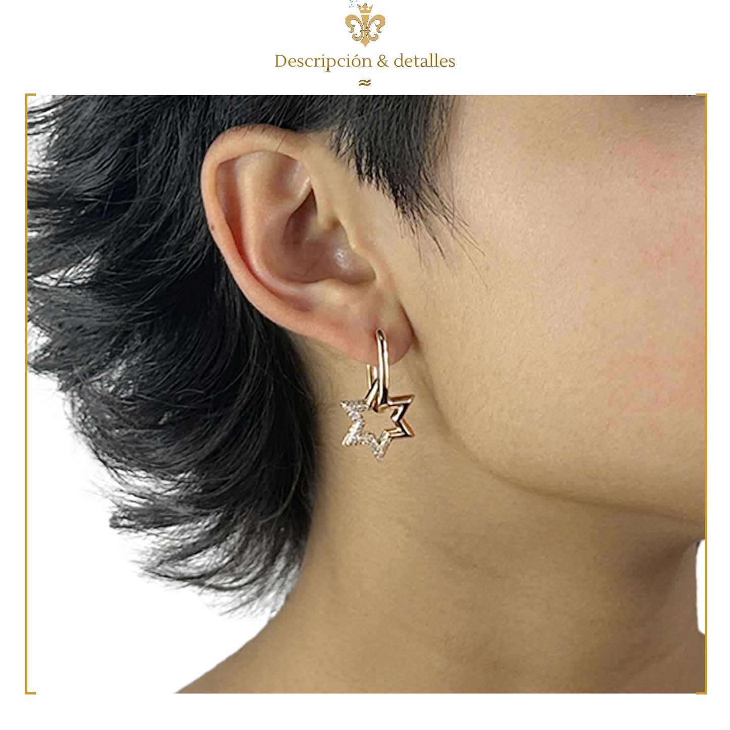 aretes colgantes con estrellas colgantes diamantadas oro laminado