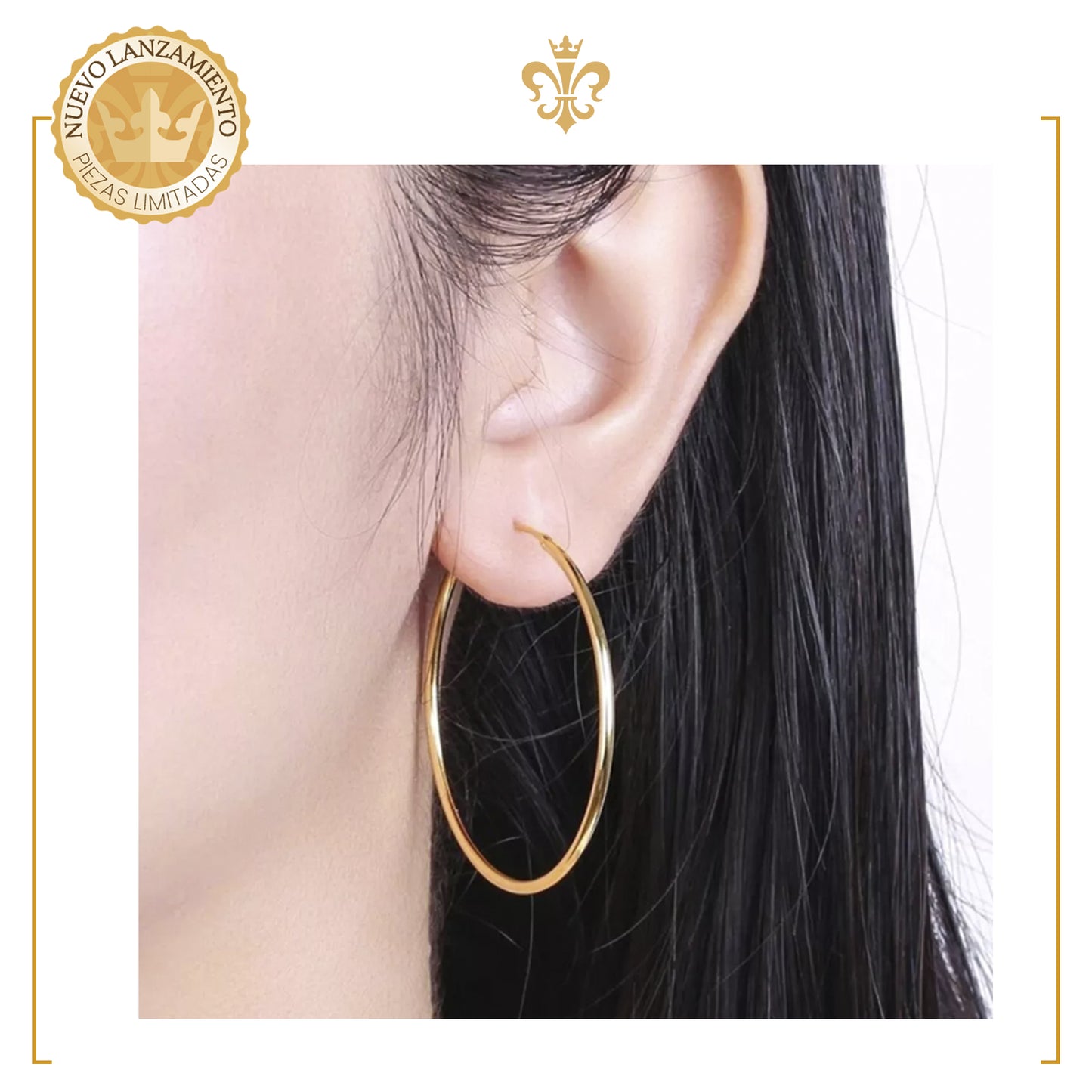 aretes arracadas lisas tubulares en oro laminado