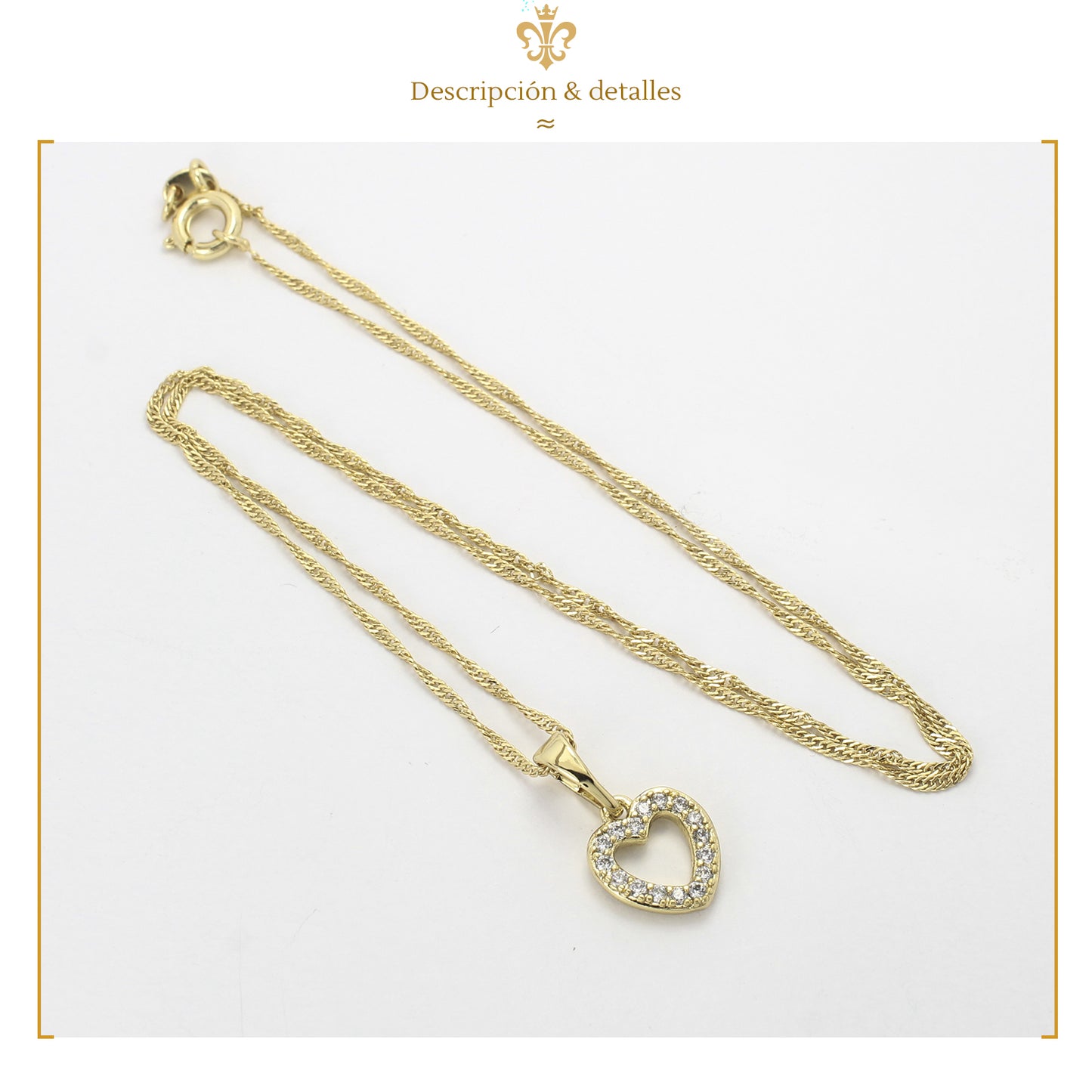 collar gargantilla delgada para mujer con dije de corazon diamantado oro laminado